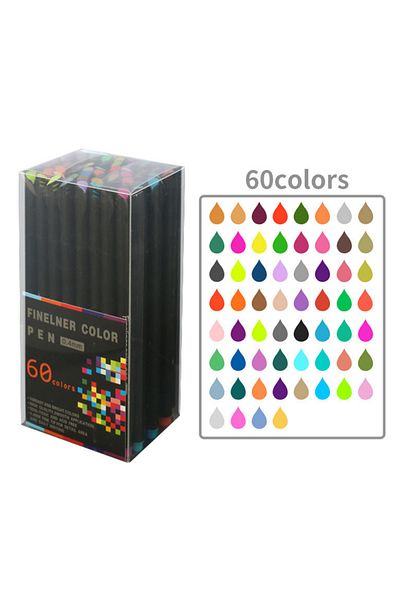 Choice 60colors 1 Box of Colored Hook Pens Hand Account Tracing Pens Art Watercolor Brushes Coloring Painti