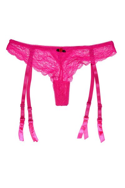Lemila Garter belt with thong panty, bright pink