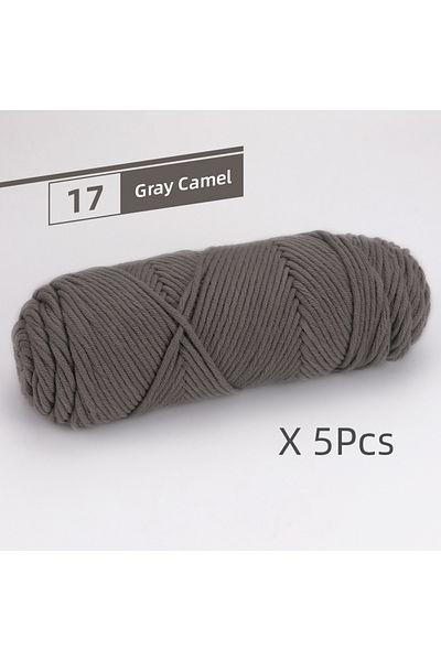Choice 17 Gray Camel 5 Pcs Cotton Select Yarn 17.63oz/500g, Light Worsted Thick Yarn For Knitting Baby Wool