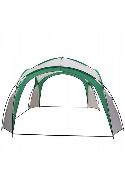 SERSIMO Garden pavilion 350x350x230 cm, fiberglass structure, waterproof polyester roof, green and white