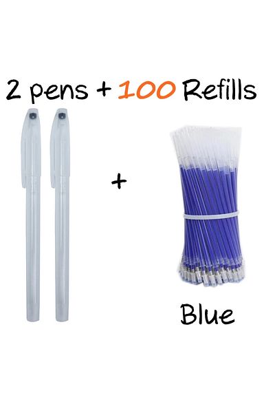 Choice 102Pcs Blue set 102Pcs/Set High Temperature Disappearing Erasable Gel Pen Refill Textile Fabric Mark