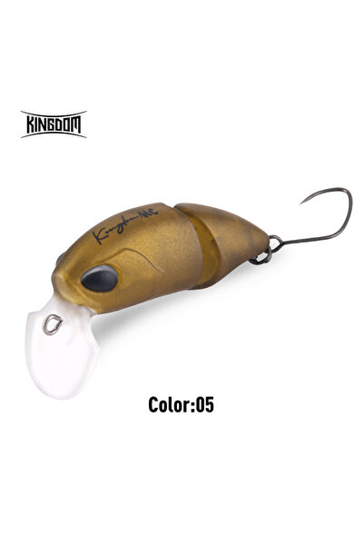 Kingdom طعم صناعي عائم على شكل حرف S، 37 مم، 2.3 غرام، لون 05، مكون من قسمين