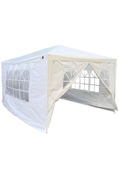 SERSIMO Garden pavilion with 4 walls and windows, metal structure, 300x400x250 cm, white