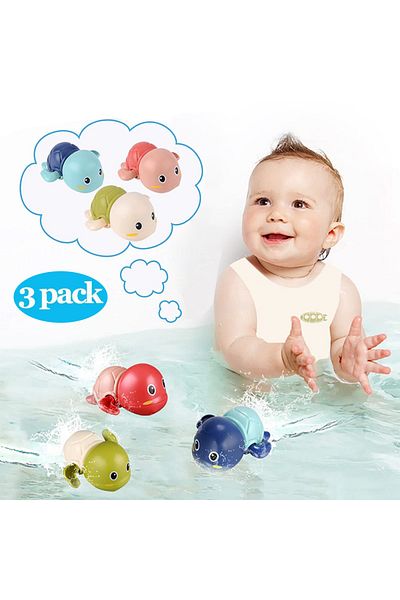 Choice 1 set 3 Pack Bath Toys Cute Swimming Turtle Bath Toys Animal Floating Wind Up Bathtub Preschool Todd