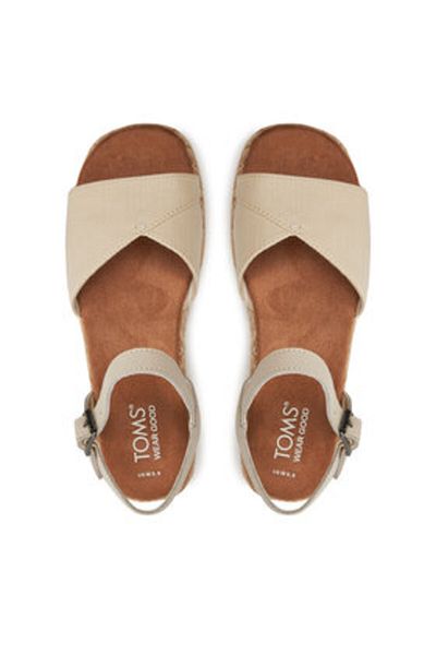 Toms Espadrile bej pentru femei TOMS-10020768 101 NAT SLUB WVN/LTHR WM ABBY SAND
