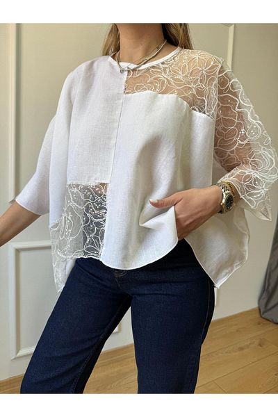 Size Özgü Ecru Scaly Blouse