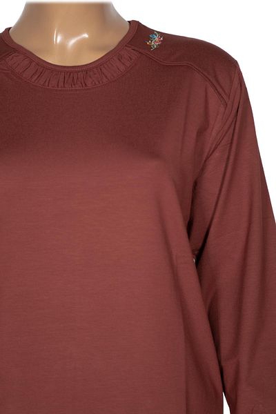 Pıtırcık Cimariva Women's Meyra Large Size O Neck Embroidered Tan Blouse
