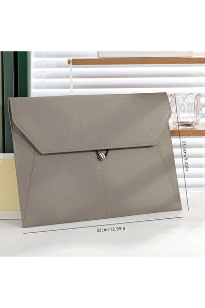 Choice1 Grey A4 Business Leather File Bag Multi-function Clamping Waterproof ...