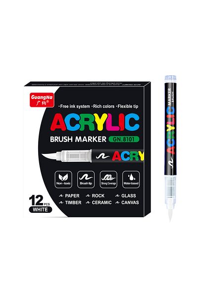 Choice 12Pcs white 12/24/36/72 Colors Acrylic Markers Brush Pens for Fabric Rock Painting Pen Stone Ceramic