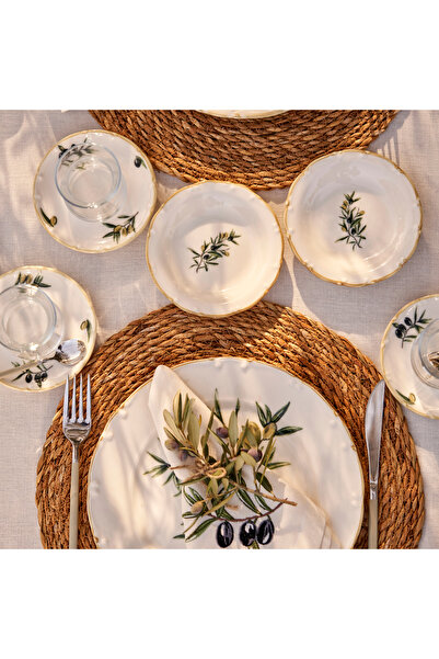 Bella Maison Olive Porcelain 26 Piece Breakfast Set for 6 People Green