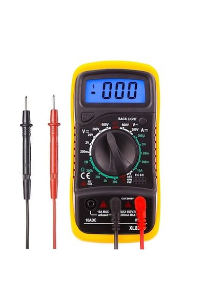 OEM Digital Multimeter XL830L, DC/AC, Transistor, OHM, Diode Test, Data Hold, Black-Yellow
