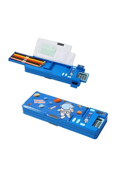 Choice 02 Double Layer Pencil Case Astronaut/Animal Design Pencil Sharpener Pencil Box Plastic With Calcula