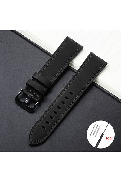 Choice 18mm A-Black Calfskin Genuine Leather Watchbands Black Blue Watch Band 18mm 20mm 22mm 24mm Smartwatc