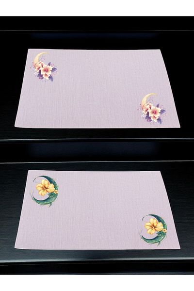 lili hediyelik Flower And Moon Printed Τραπέζι Κουζίνας Λινό Πανί Σερβιρίσματος 28x40 cm American Service
