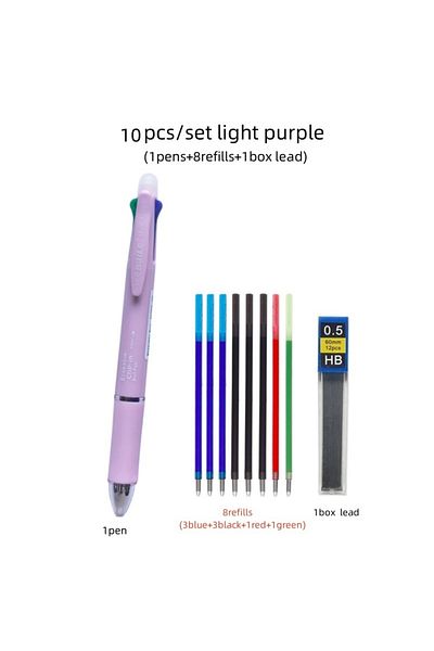 Choice light purple set 5 In 1 Multicolor Erasable Gel Pen with 4 Colors Replaceable Pen Refill 1 Automatic
