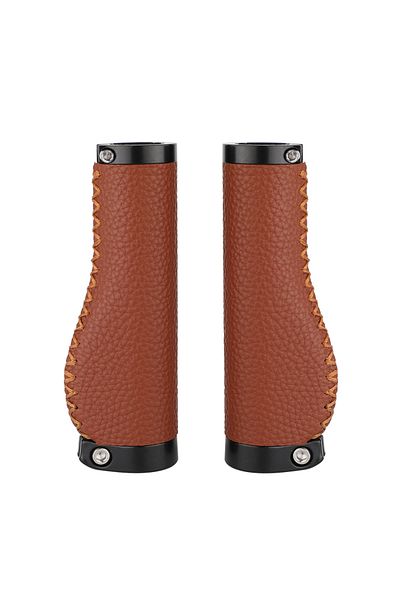 Choice L-Brown Black Road Bike Handlebar Cover Super Light Dead Bike Grip Lychee Grain Leather Anti-slip Sh
