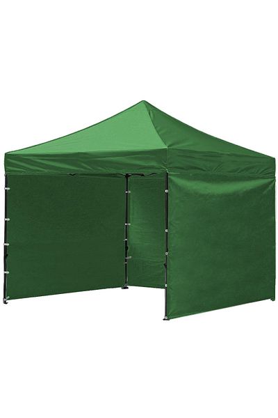 SERSIMO Cort tip pavilion cu 3 pereti laterali, structura solida otel, 3x3 m cu inaltime reglabila, verde
