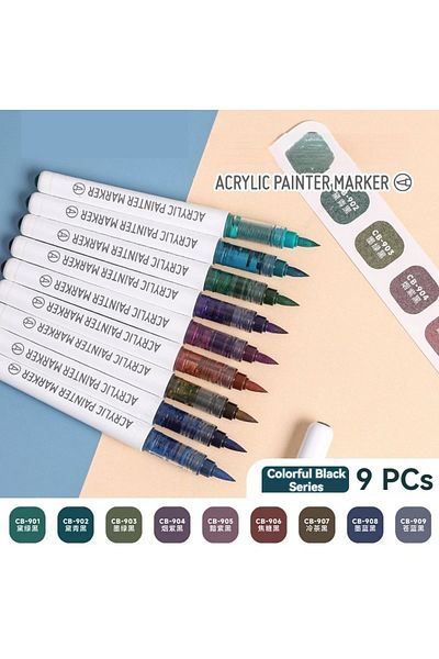 Choice SET 9pcs/Box Mix Color Acrylic Markers Set Art Rock Painting Pens Kids Gift Graffiti For Stone Glass