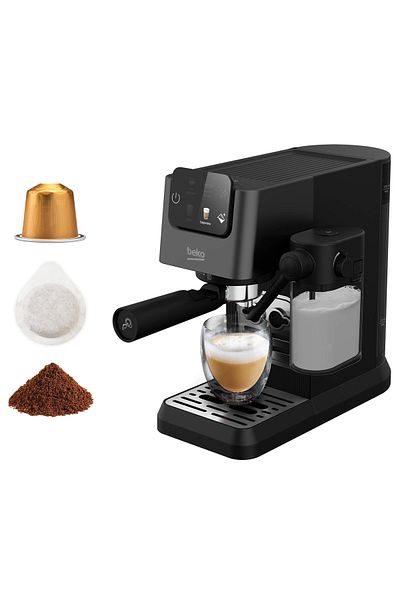 Beko Manual Espresso Machine 3in1 BEKO CEP5464DX, 1.1l, 1600W, 20 Bar, Cappuccino System, Black