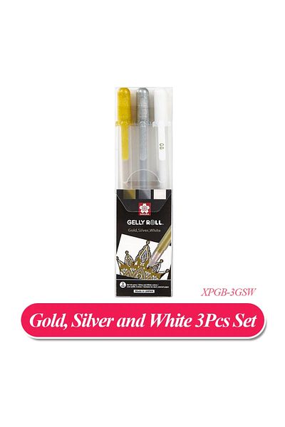 Choice Gold Silver White Sakura Japan 3pcs set Gelly Roll Classic Highlight Pen Gel Ink Pens Bright White P