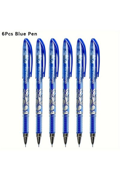 Choice 6pcs blue 6pcs 0.5mm Erasable Gel Pen Set 6 Colors Ink Writing Gel Pens Refills Rods Washable Handle