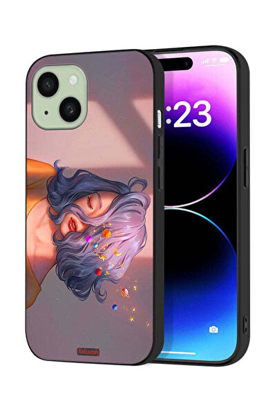 Tolwak غطاء حماية لجهاز آيفون 15 من آبل بتصميم فتاة وفضاء