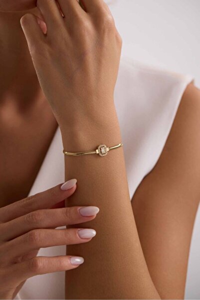 Sembol Gold Balık Sırtı Parçalı Baget Bileklik 17+3 cm