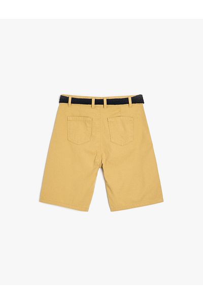 Koton Boys' Cotton Belt Detailed Bermuda Shorts with Pockets
