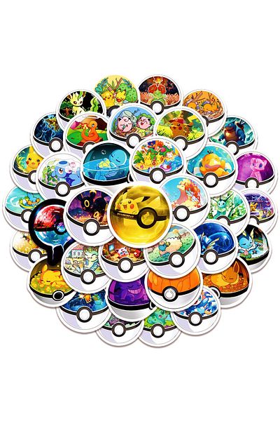 Takara Tomy 10pcs 10/30/50pcs Cute Cartoon Anime Pokemon Stickers Kids Toys Kawaii Poke Ball Pikachu Decals Skat