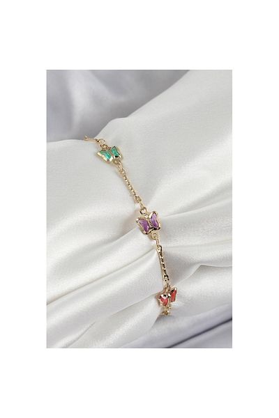 Skygo Brass Gold Color Mixed Color Butterfly Zircon Stone Women's Bracelet - Tj-Bb7057