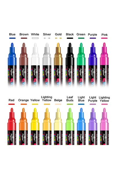 Choice 18colors 12/18/24Pcs/Set Acrylic Graffiti Marker for Fabric, Canvas, Rock, Glass, Wood, Medium Tip,
