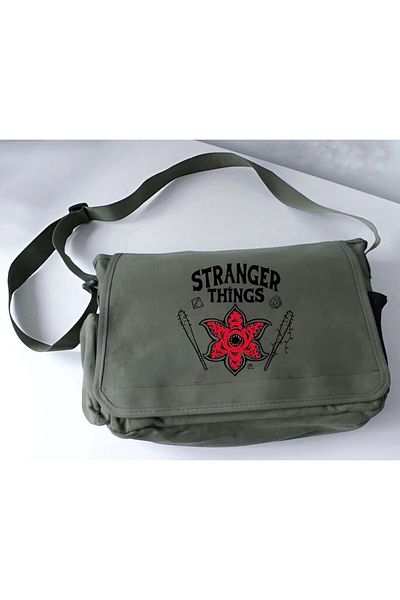 DEEFWEAR Khaki Stranger Things Printed School, Course, Dershane Messenger Bag