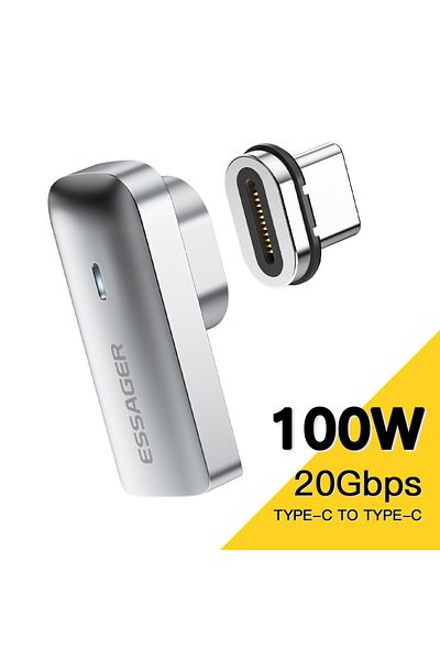 essager محول Essager PD 100W مغناطيسي USB C OTG محول شحن سريع من النوع C موصل مغناطيسي 20 جيجابايت في الثانية
