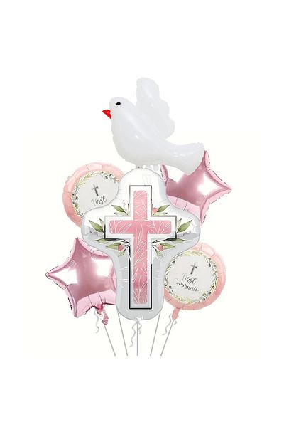 Choice Other C Baby Baptism balloon Cross bath and peace Dove shape Foil balloon Communion Baptism balloon