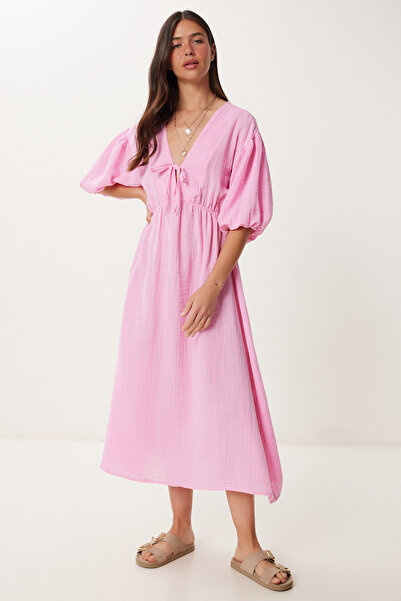 Lovelyİstanbul Lagan Proziran Muslin haljina roza Lkb0014