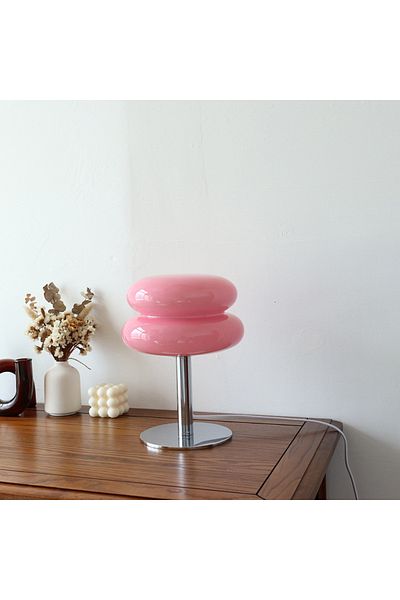 Choice1 Pink A USB Macaron Glass Table Lamp Trichromatic Dimming Living Room Atmosphere Lamps Eye Protection