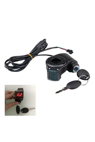 Choice Red Electric Bicycle Thumb Throttle Voltmeter Digital Voltage Display Switch Power with Key Lock Bik