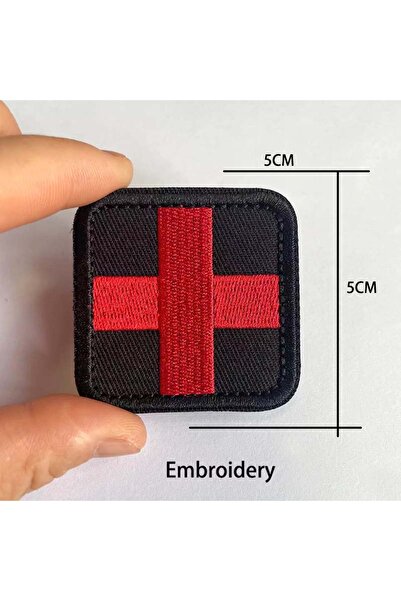 Choice16 13-Black Red Red Cross Applique Badges Embroidery Tactical Hook and ...