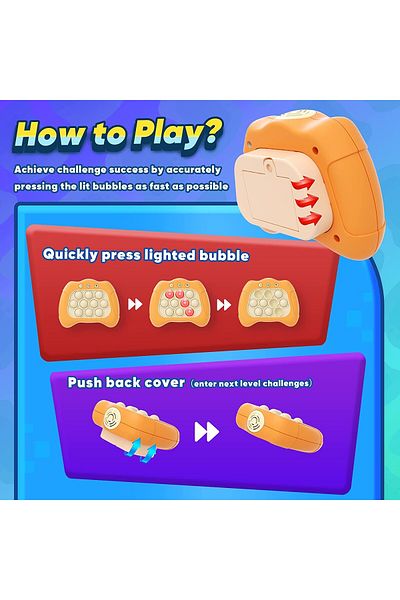 Flippy Pop It Flippy Game, interactive, antistress, with batteries, ABS/silicone, orange, 12x10x5.8 cm