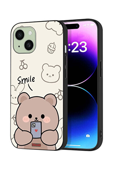 Tolwak غطاء حماية لجهاز آيفون 15 من آبل برسومات الدب المبتسم