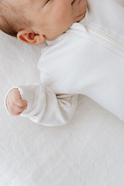 Tuğba Kuğu Zippered Booties Baby Jumpsuit - Pureline Series - Stone Color