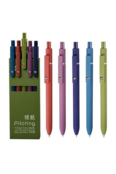 Choice أقلام جل ملونة ريترو بايلوتنج موراندي سوداء ناعمة الملمس سريعة الجفاف ...