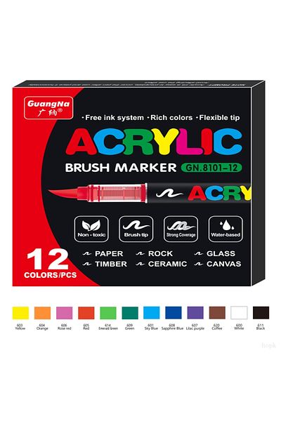 Choice 12 colors 12/24/36/72 Colors Acrylic Markers Brush Pens for Fabric Rock Painting Pen Stone Ceramic G