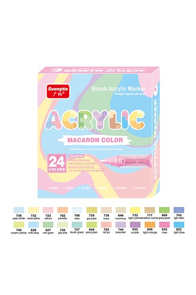 Choice 24 Macaron 24 Colors Skin Tone Acrylic Paint Pens, Brush Tip Paint Markers for Wood,Glass,Fabric,Roc