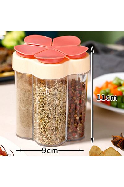 Choice red Camping Seasoning Jar with Lids Transparent Spice Compartment for Outdoor Cooking BBQ Salt and P