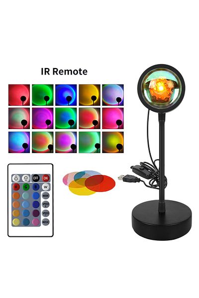 Choice With IR Remote USB LED Projector Night Lights RGB Sunset Atmosphere Night Lamp With Remote For Bedro
