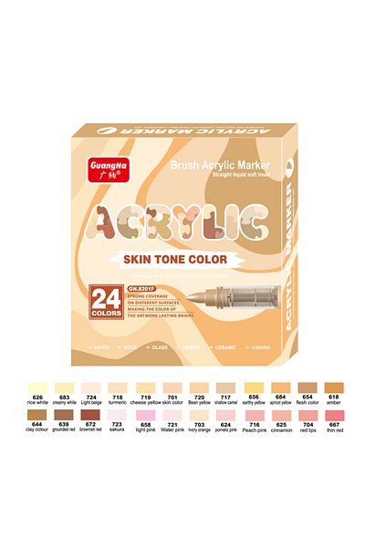 Choice 24 Skin Colors 24 Colors Skin Tone Acrylic Paint Pens, Brush Tip Paint Markers for Wood,Glass,Fabric