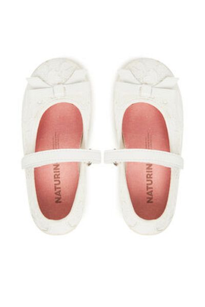 Naturino Balerini pentru fete albi NATURINO-4000713 04 CLARIES 2 BRODATE ALB M