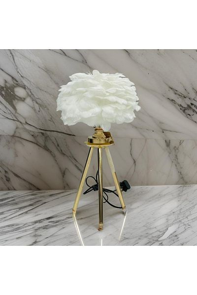 DEC10 Elegant white and gold lampshade