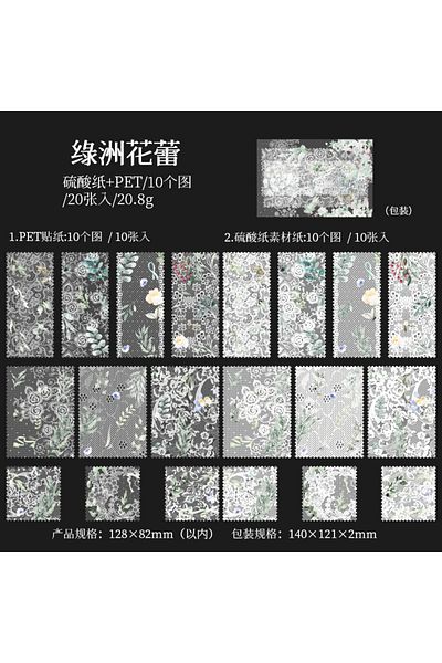 Choice A 20 pcs Vintage INS lace Material paper Planner Decorative Scrapbooking Junk Journal Background pap
